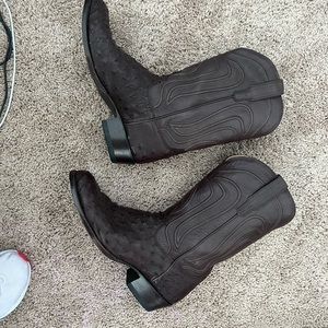 Brown Tecovas Ostrich Skin Wyatt Boot